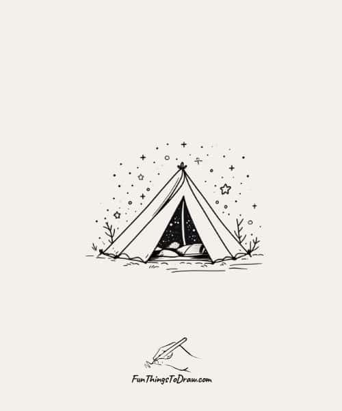 Tent Under the Stars Drawing