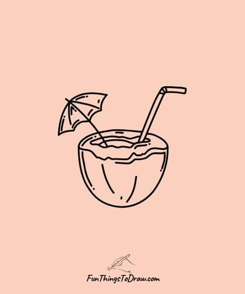 Tropical drink with umbrella (Cool June Drawing Idea)