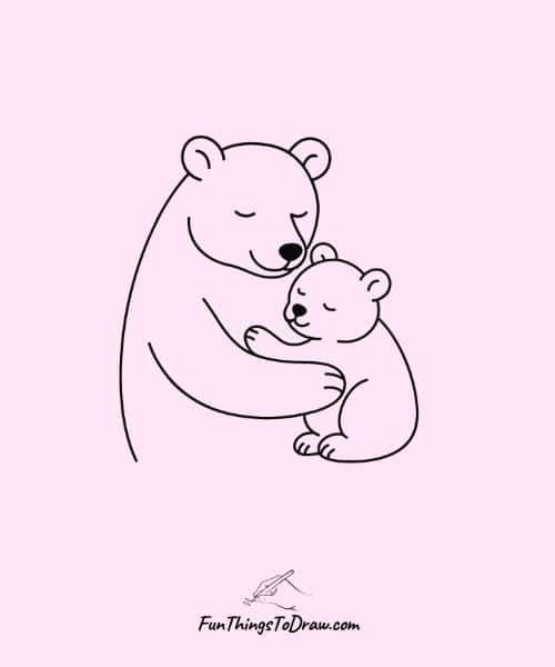 drawing of cute bear mom with her baby