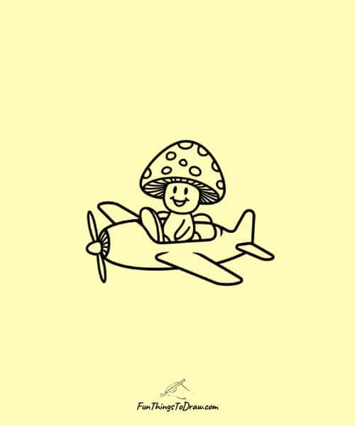 mushroom sitting on air-plane