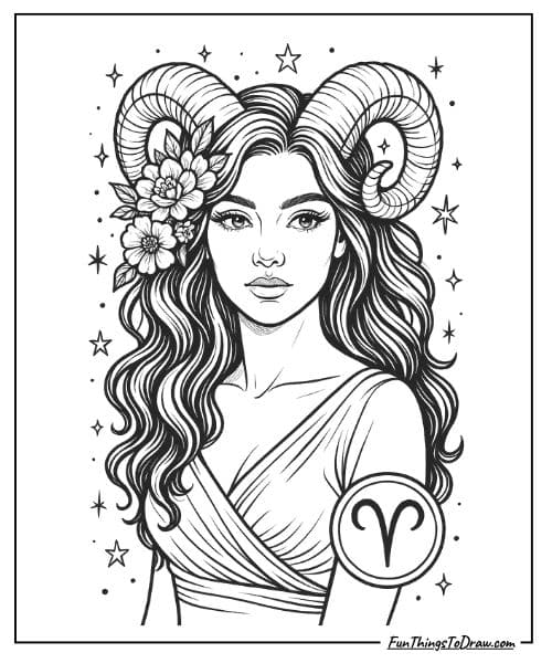Zodiac Woman Coloring Page