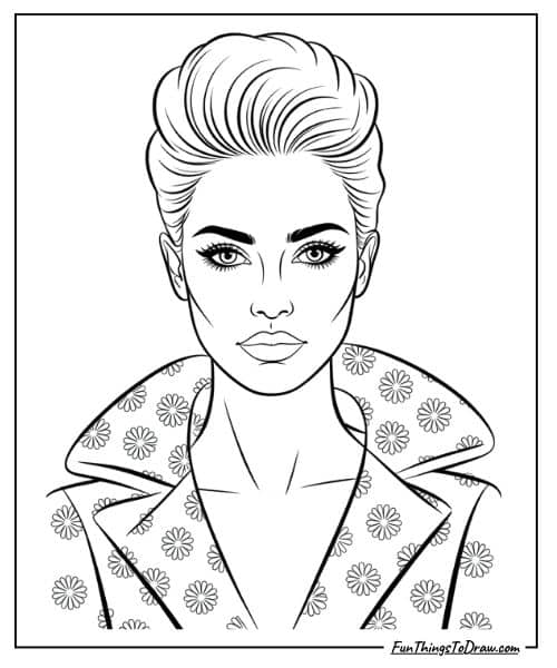 Fierce Fashion Runway Model Coloring Page