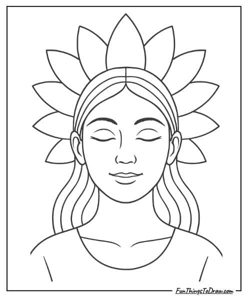 Yoga Serenity Face Coloring Page