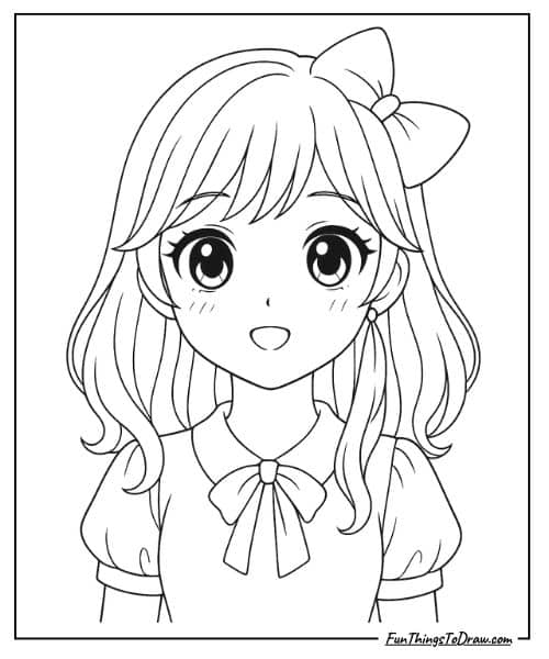 Anime-Inspired Girl Coloring Page