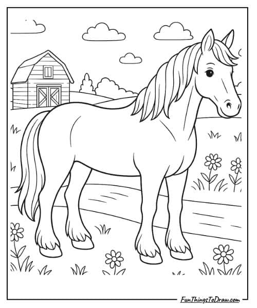 Clydesdale horse coloring page