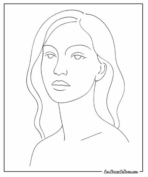 Woman Face Coloring Pages (Watercolor Style Face