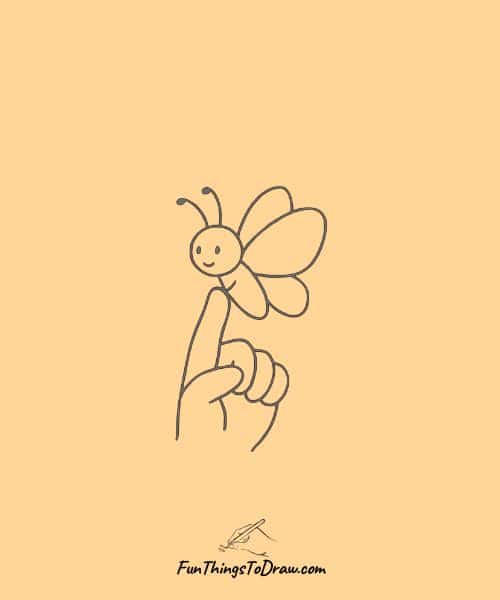 Butterfly Landing on a Finger Drawing