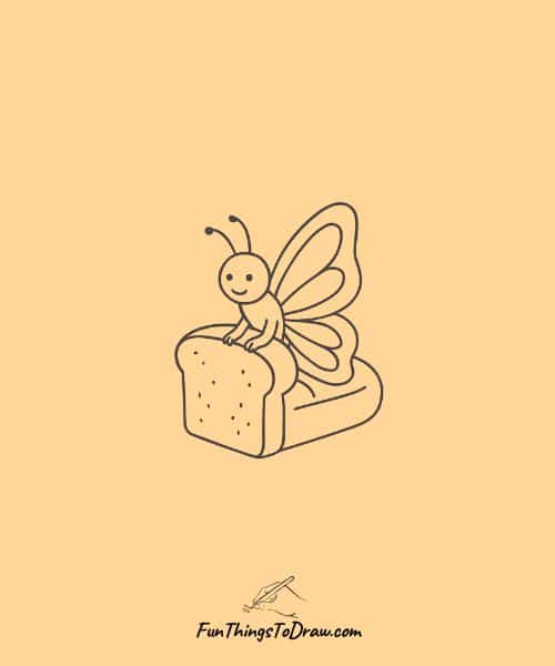Butterfly Sitting on Bread Drawing