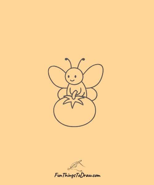 Drawing of Butterfly Sitting on Tomato