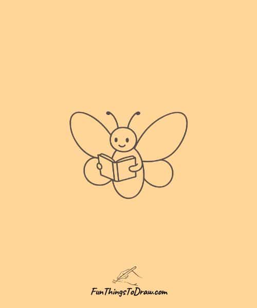Drawing of Butterfly With a Book