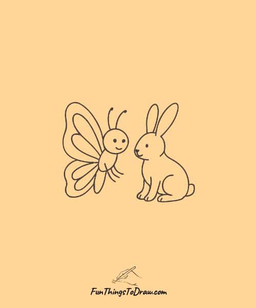 Drawing of Butterfly With a Bunny