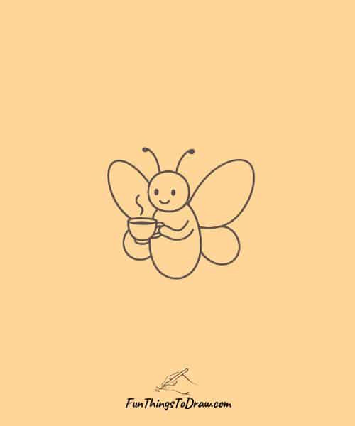 Drawing of Butterfly with a Teacup