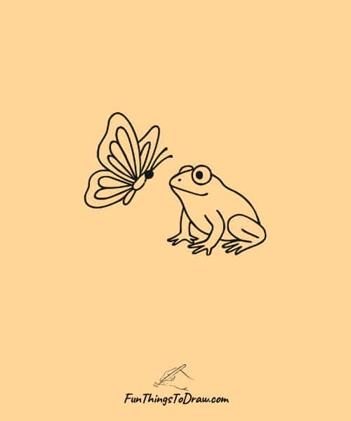Drawing of butterfly with a frog