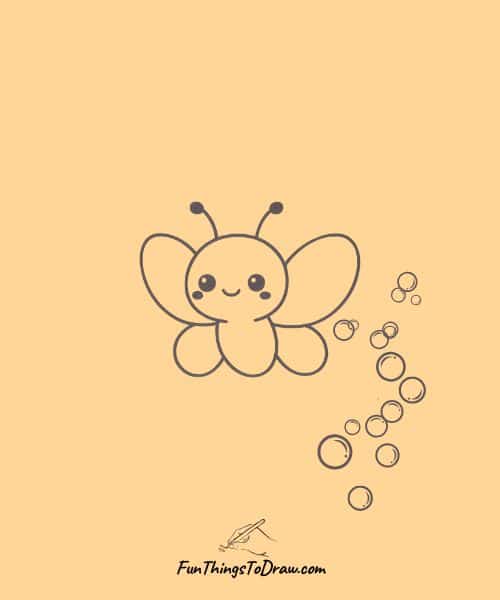 Easy Drawing of Butterfly with a trail of bubbles