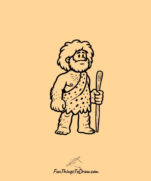 Caveman with Club Drawing
