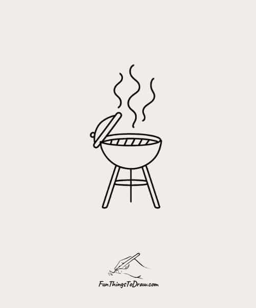 Dad's BBQ Grill With Smoke Curls Drawing