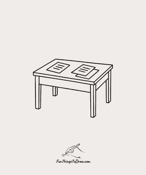 Desk with Papers Drawing