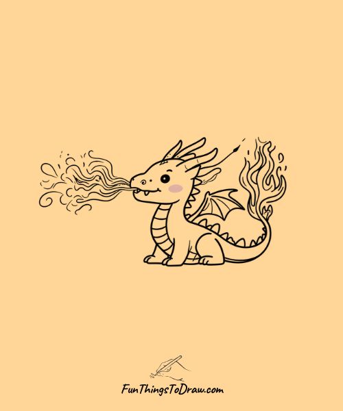 Drawing of Fire-breathing dragon