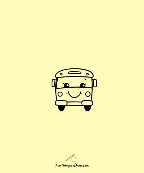 Small Drawing of a Happy School Bus