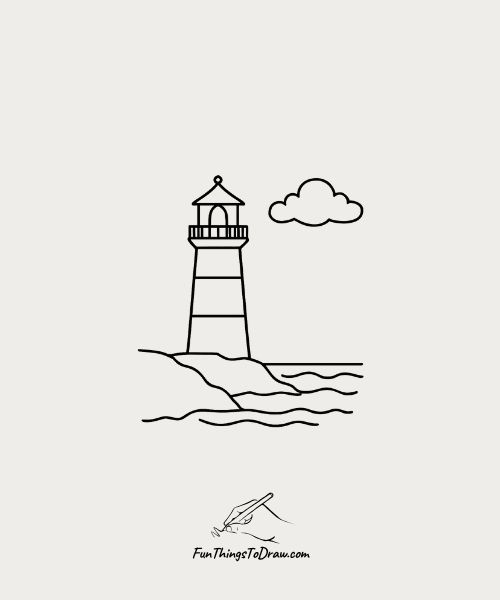 Lighthouse By The Sea Drawing