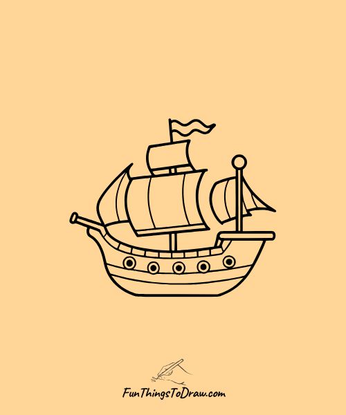 Drawings for boys - drawing of Pirate Ship