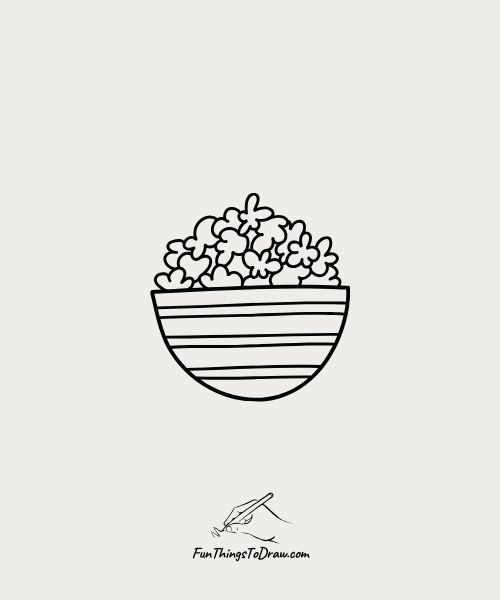 Drawing of Popcorn Bowl for Movie Nights