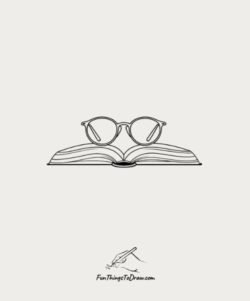 Father's Day Drawings - Reading Glasses and a Book