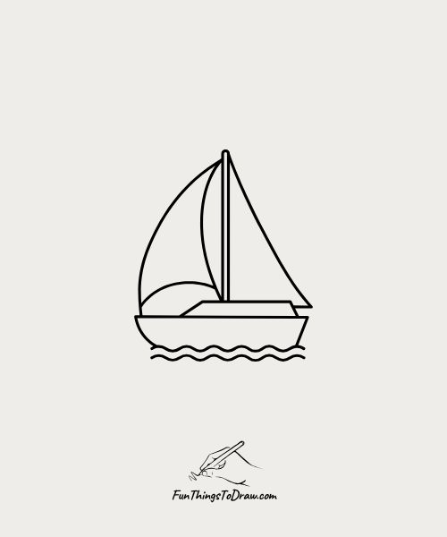 Drawing of Sailboat on Water