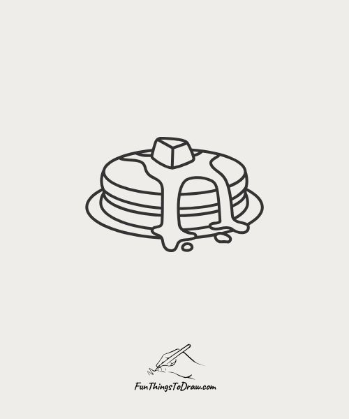 Stack of Pancakes with Syrup Drawing