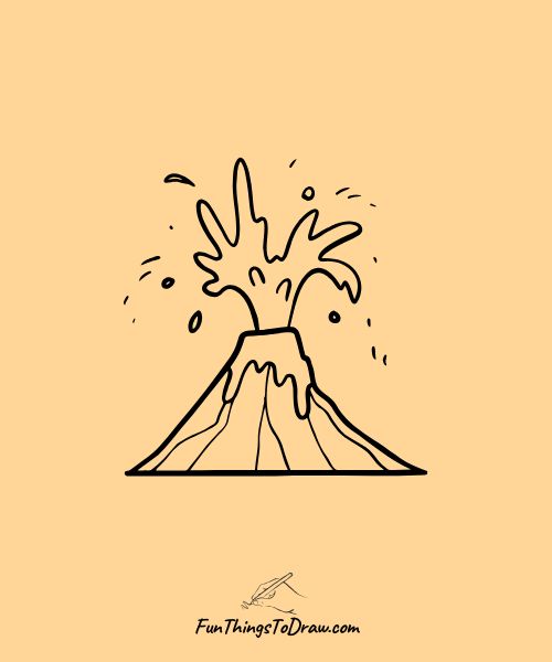 Drawing of Volcano Erupting