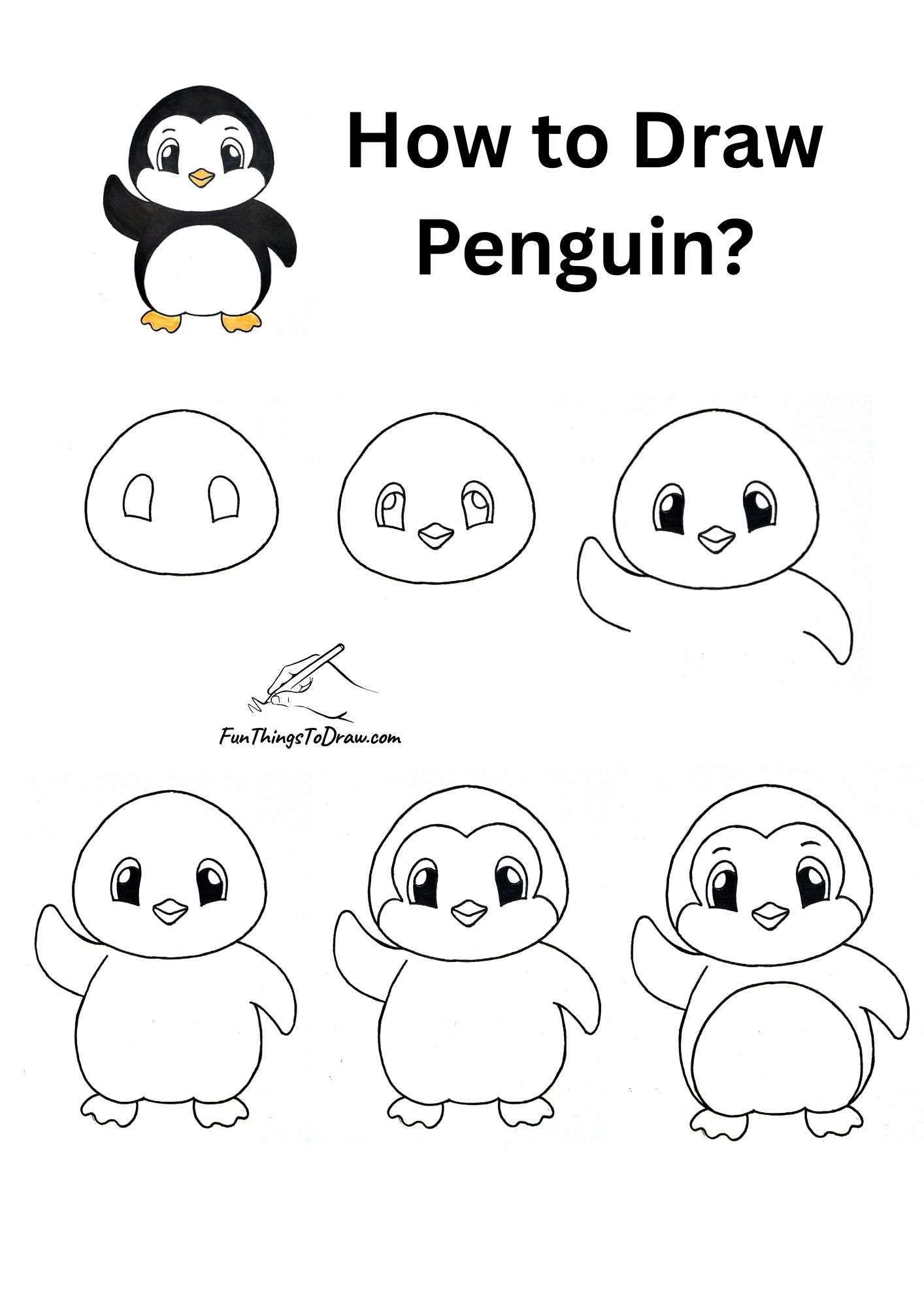 How to draw a penguin in easy steps
