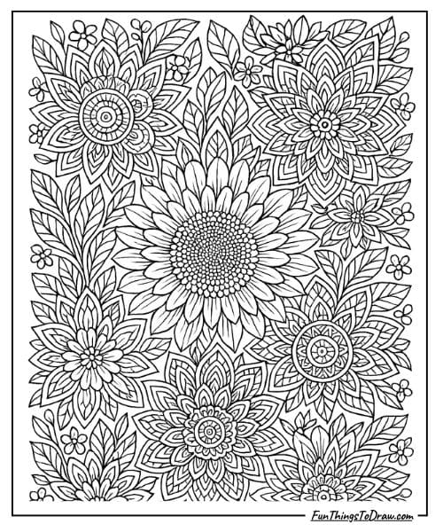 Floral Mandala Coloring page for adults