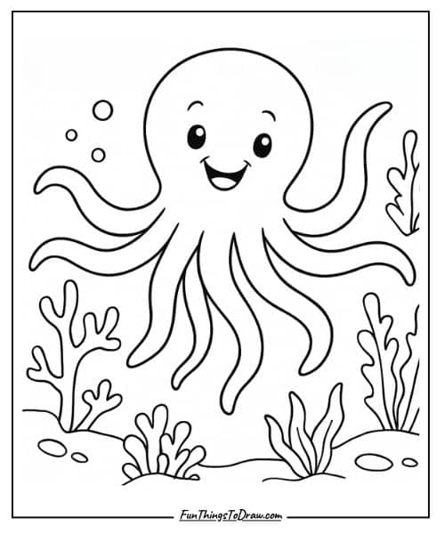Friendly Ocean Octopus Coloring Page