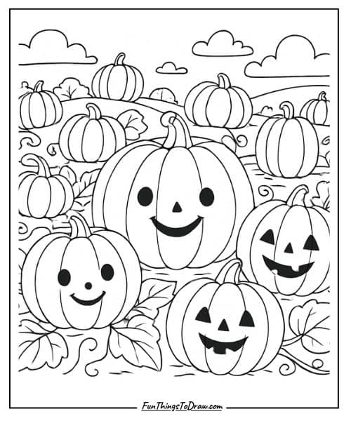 Friendly Pumpkin Patch coloring page