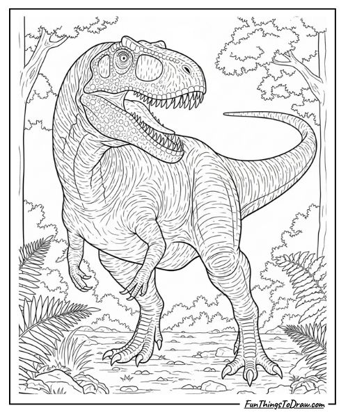 Allosaurus showing sharp teeth coloring page