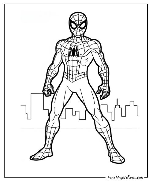 Beginner Spider-Man Standing Pose coloring page