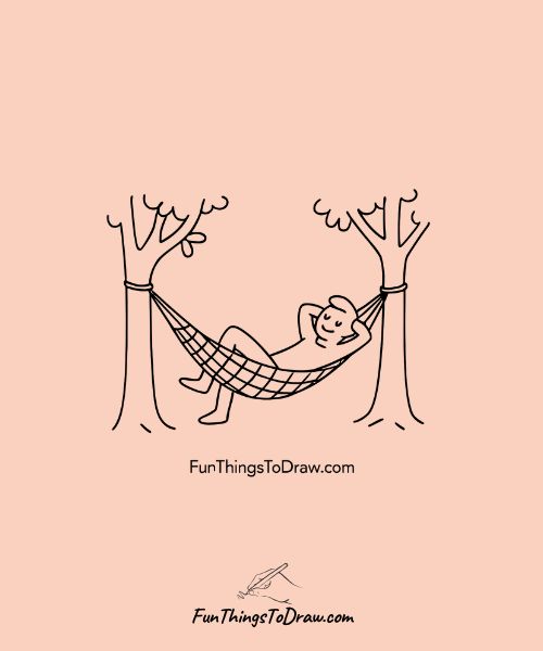 Easy Drawing of Hammock Between Trees