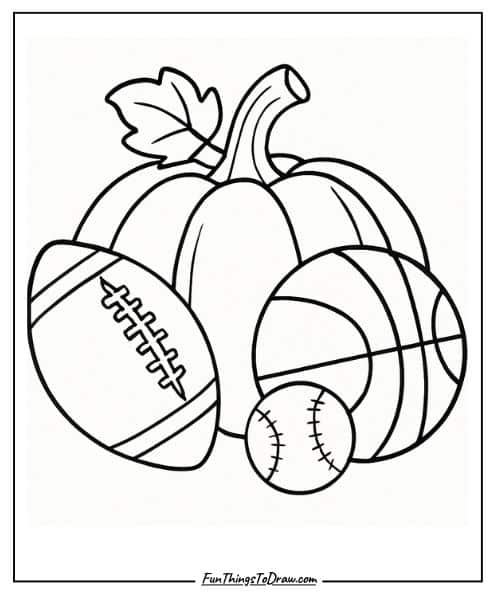 Sports Fan Pumpkin Coloring Page