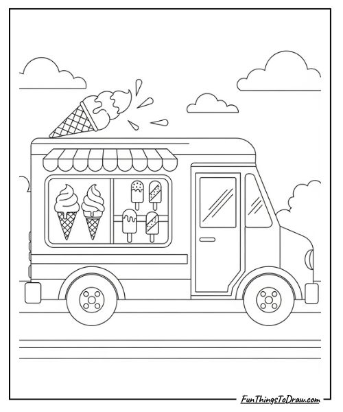 Ice cream truck coloring page