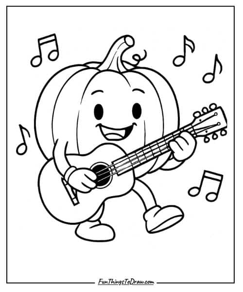 Musical Pumpkin Coloring Page