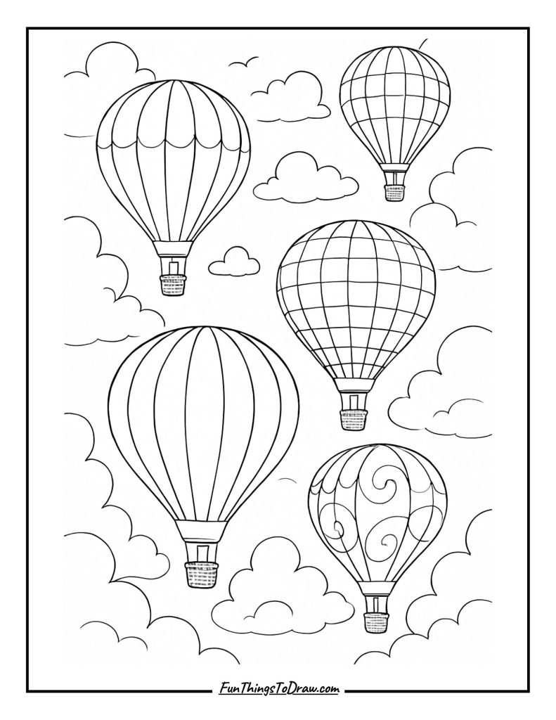 September Coloring Sheet (Hot Air Balloons)