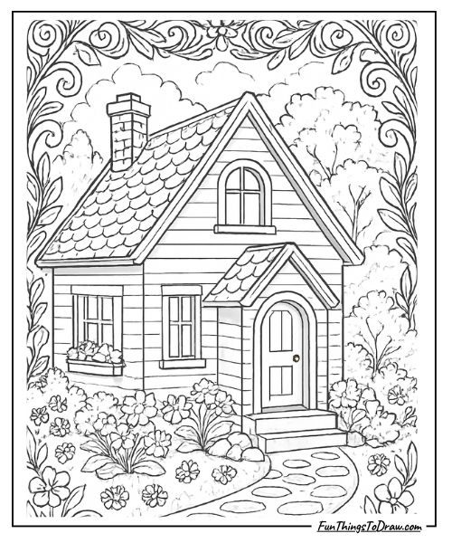  House Coloring Page for adults