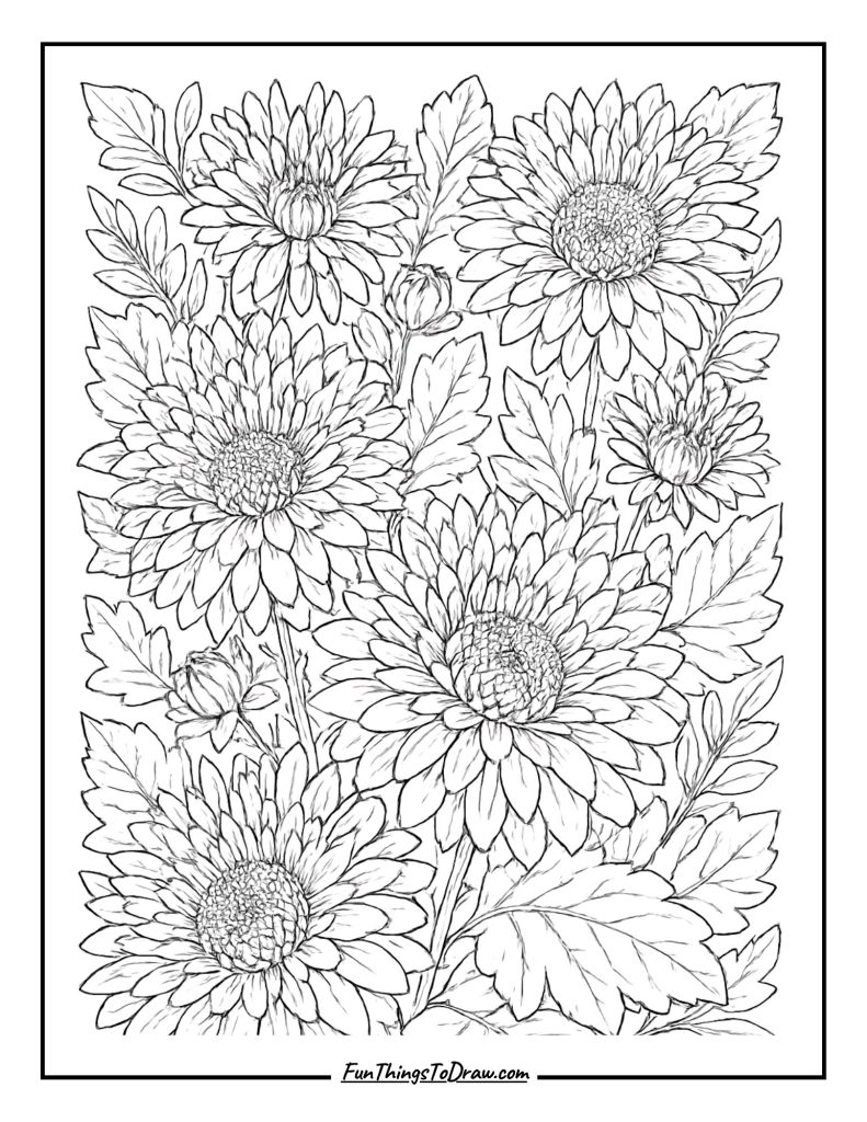 September Flowers Coloring Page