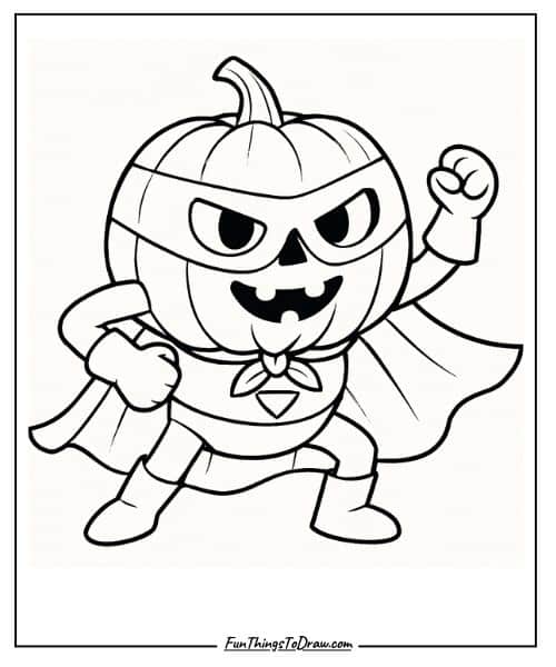 Superhero Pumpkin Coloring Page