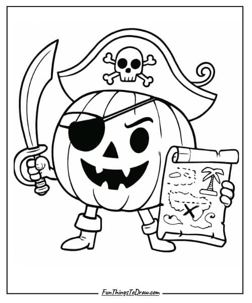 Pirate Pumpkin Coloring Page