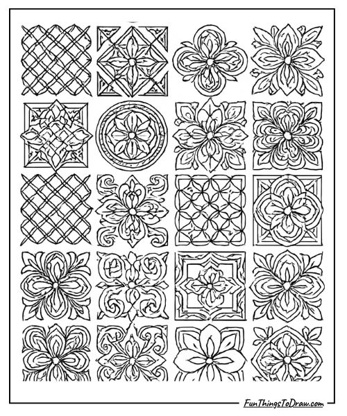Moroccan Tile Patterns Coloring Page
