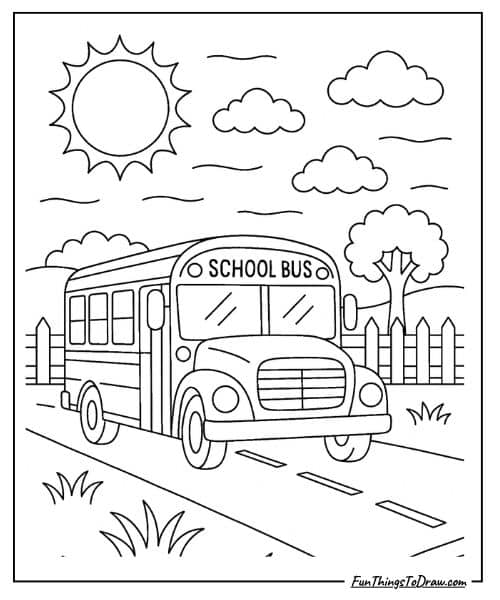 School bus coloring page