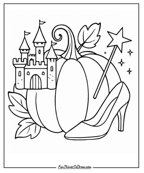 Fairy Tale Pumpkin Coloring Page