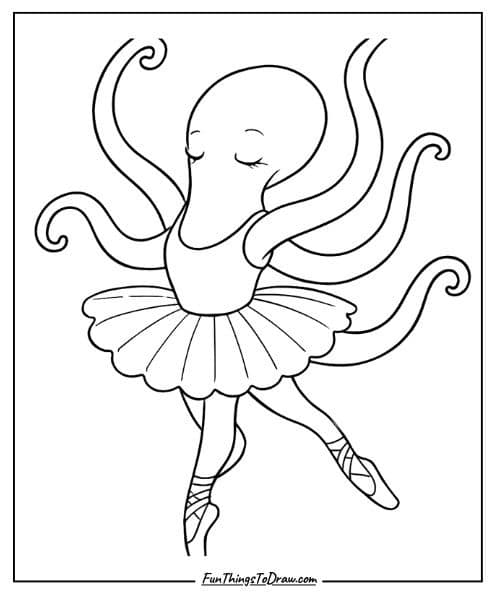 Octopus Ballerina coloring sheet