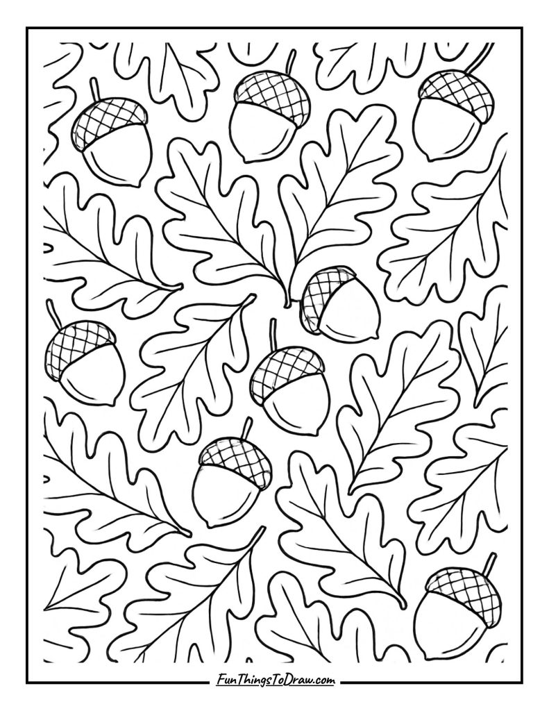 Acorns and Oak Leaves Coloring Page